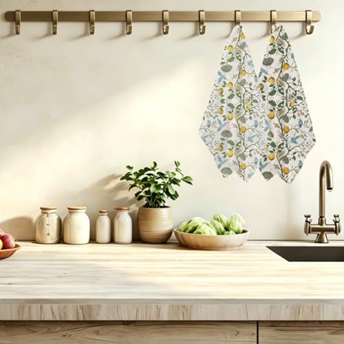 2 Pcs Lemon Birds Kitchen Towels 14x24 In, Lemon Birds Gifts - Image 3
