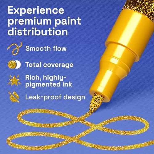 ARTISTRO Glitter Gold Acrylic Paint Markers - Image 4