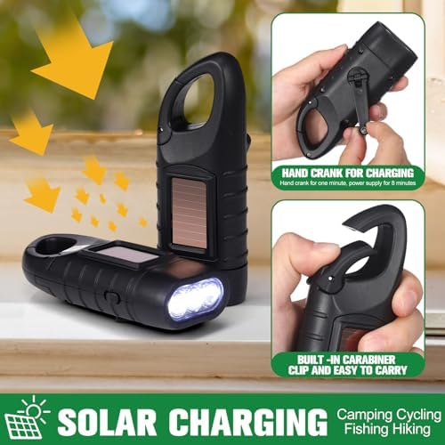 Leelosp 2 Pcs Hand Crank Solar Flashlight Emergency LED - Image 4