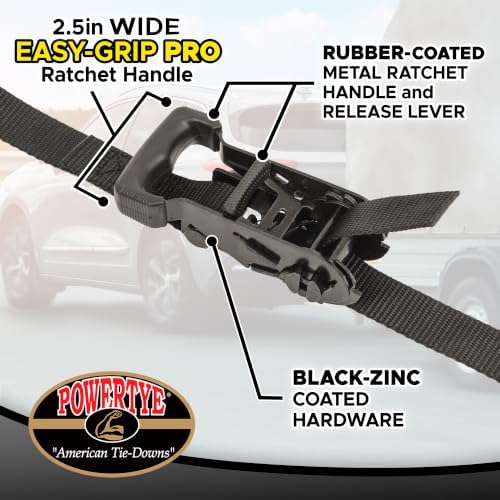 PowerTye 1in x 5ft Easy-Grip PRO Endless Black Ratchet Straps - Image 3