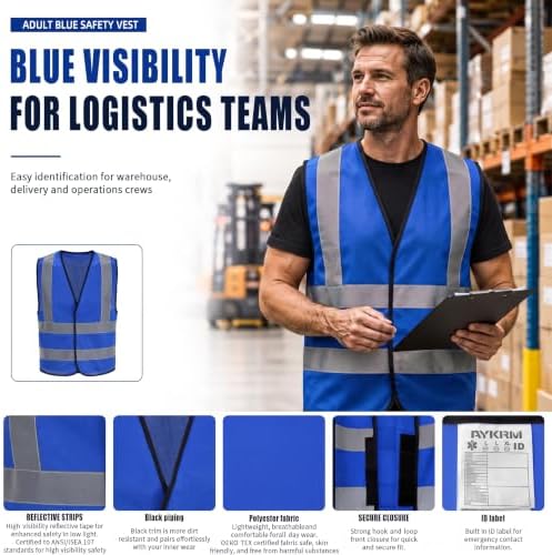 AYKRM 12 colour High visibility viz vest hi vis viz reflective work - Image 2