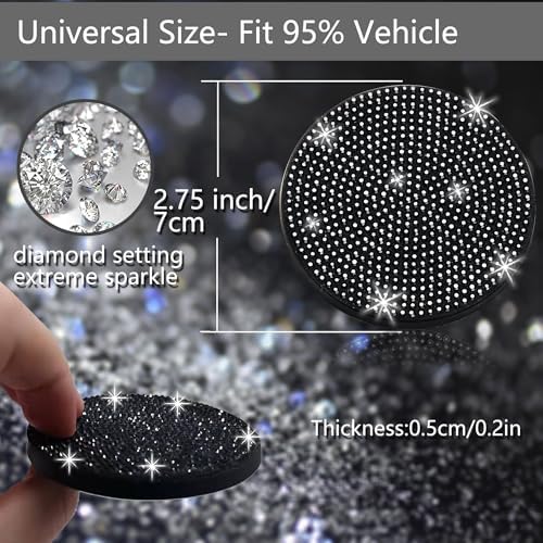 NBTEPEM 2pcs Bling Car Cup Holder Coaster, 2.75 inch Anti-Slip Shockproof - Image 2