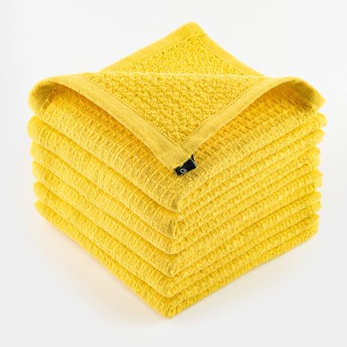 DishCloths Kitchen|Waffle Terry Check Weave Hand Towels|Cotton 12x12" Reusable by CandyCottons