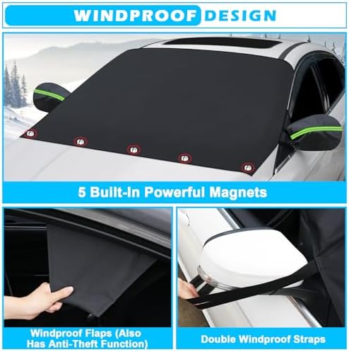 Tevlaphee Windshield Cover for Ice and Snow, Heavy Duty 600D Oxford Fabric - Image 4