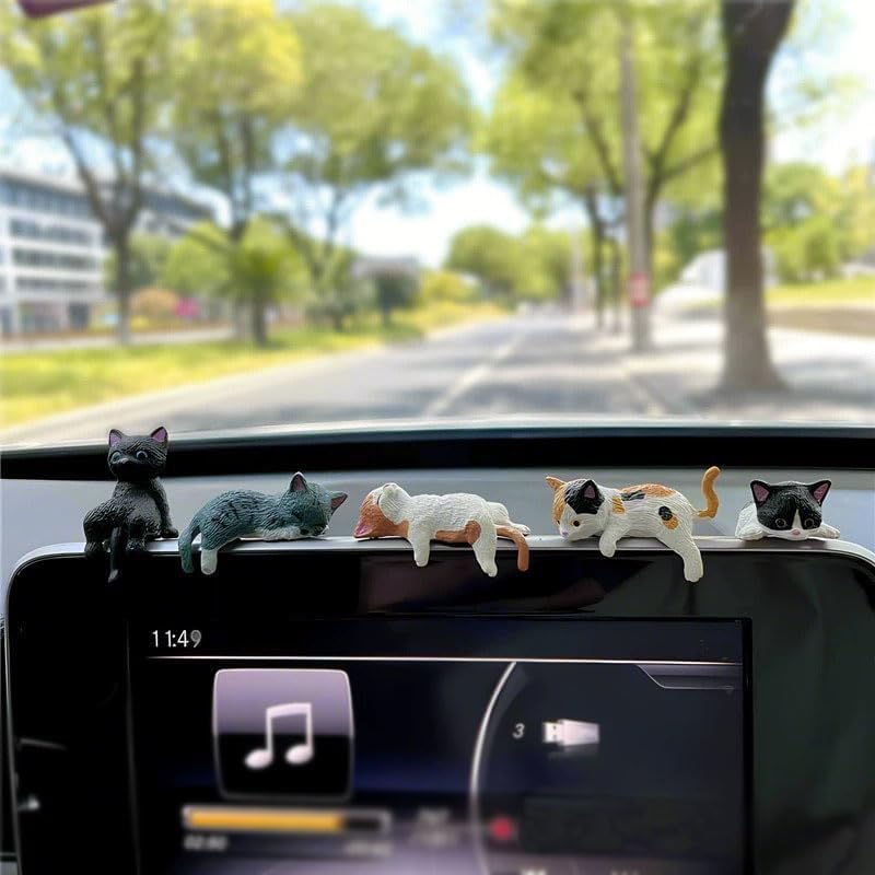 8 Pcs Cute Cat Car Accessories Funny Resin Cat Figurines - Image 2