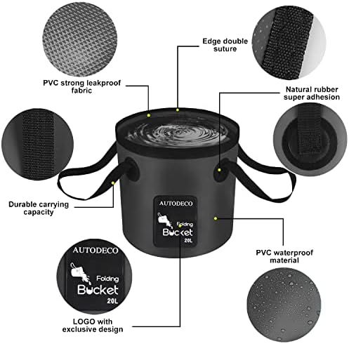 Collapsible Bucket 5 Gallon Container Folding Water Bucket Portable Wash Basin - Image 3