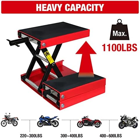 Torin ATRM01101B Portable Steel Motorcycle Lift Scissor Jack: Wide Deck Hoist - Image 3