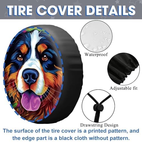 Colorful German Shepherd Dog Spare Tire Cover Pet Animal Wheel Protectors - Image 6