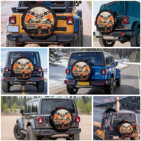 GENANY Deer Vintage Truck Thick PVC Leather Spare Tire Cover Size 15 - Image 7