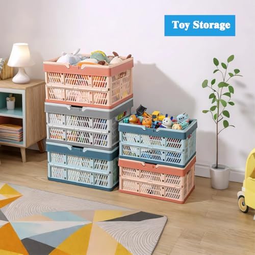 Collapsible Storage Crate with Handles, Milk Crates，33L Foldable Plastic - Image 5