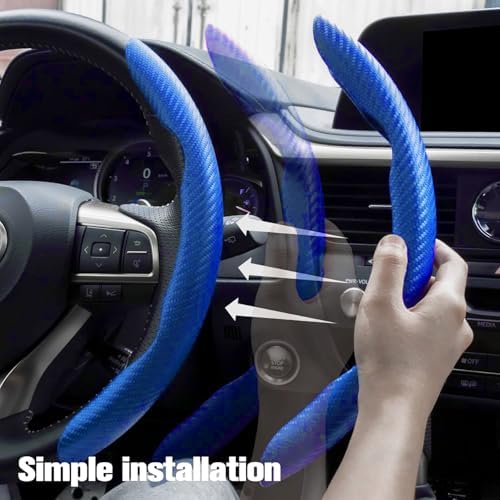 Amiss 2pcs Carbon Fiber Anti-Skid Steering Wheel Cover, Waterproof & Segmented - Image 4