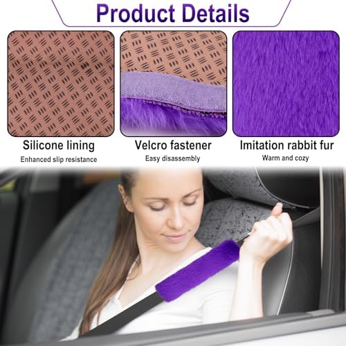 3 PCS Fluffy Steering Wheel Cover Set - Image 3