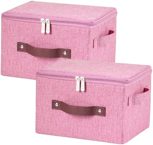 2PCS Storage Bins with Zipper Lids Decorative Lidded Basket Box by VinneGenzz