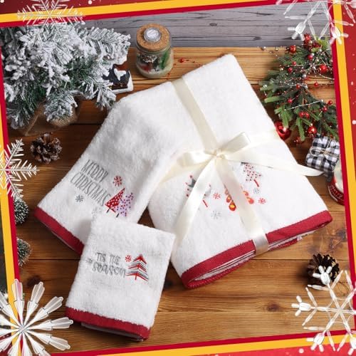 Peryiter 3 Pack Xmas Decorative Bath Towel Set - Image 5