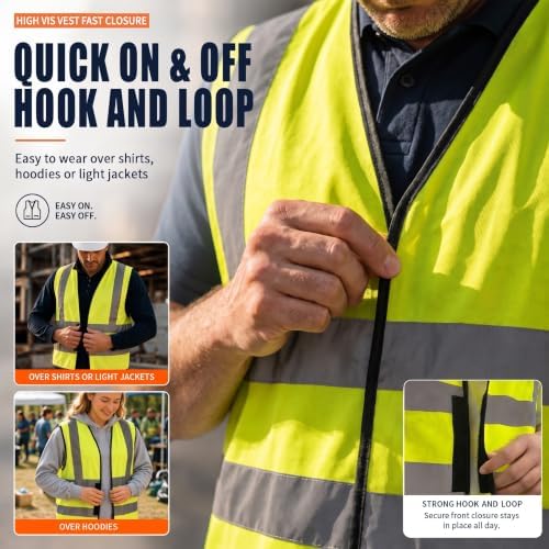 AYKRM 12 colour High visibility viz vest hi vis viz reflective work - Image 5