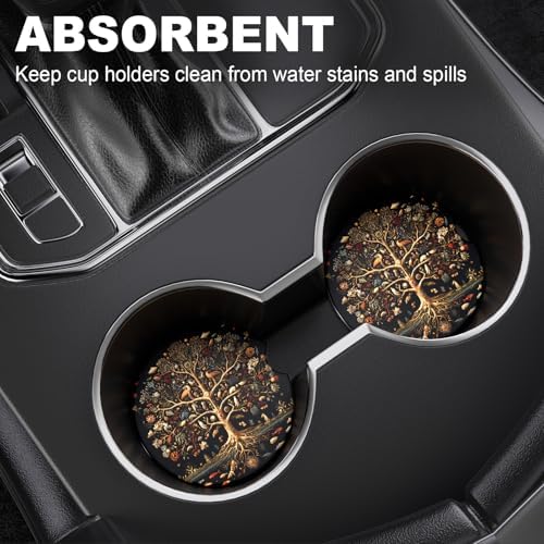 2 Pack Car Cup Holder Coaster, 2.63 inch Anti Slip Insert Absorbent Ceramic Car - Image 2