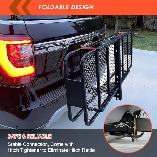 Hitch Mount Cargo Carrier Rack Basket 60"*25"*6"+Waterproof Bag 25 Cu.Ft. - Image 4