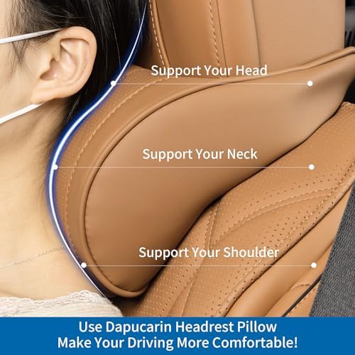 Car Headrest Pillow for Driving Memory Foam Palomino Brown 1 Pack - Image 5