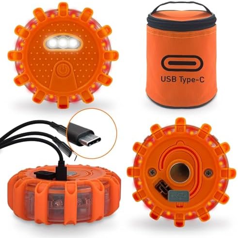 Ecoangel USB-C Rechargeable LED Road Flares Emergency Lights by ECOANGEL