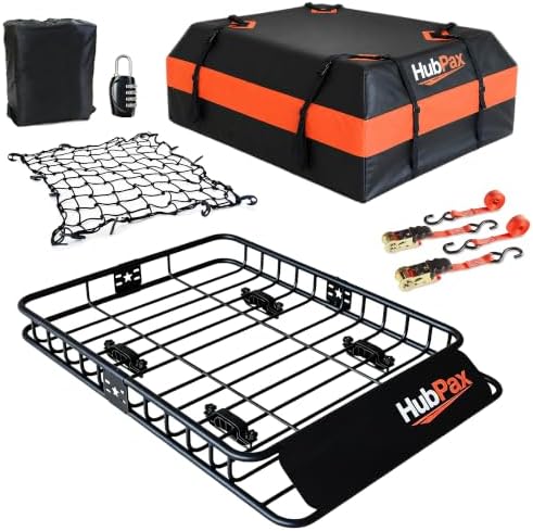 Roof Mount Cargo Carrier Basket & 15 Cu Ft. Waterproof Cargo Bag by Unknown