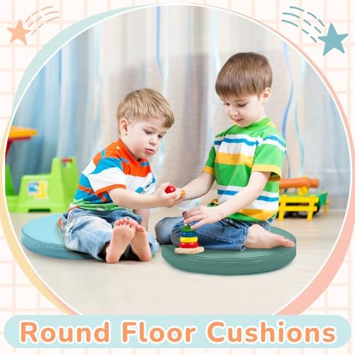 Juexica 8 Pcs Floor Cushions Kids, Retro Groovy Color, 13.8 x 13.8 x 2 Inch - Image 5