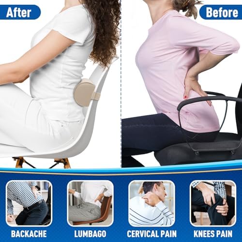 CushZone Memory Foam Lumbar Roll Support Pillow, Large Khaki - Image 5