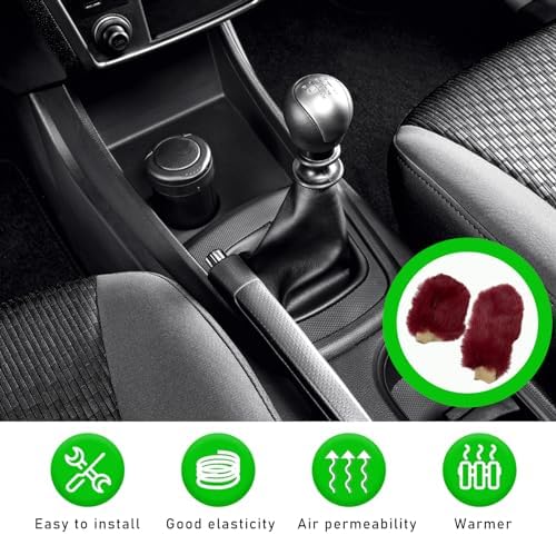 Ziciner 2PCS Plush Car Gear Shift Knob Cover & Handbrake Cover, Comfortable - Image 4