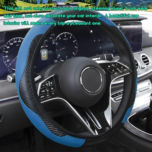 Car Steering Wheel Cover, 15 inch Carbon Fiber Microfiber Leather Elastic - Image 4