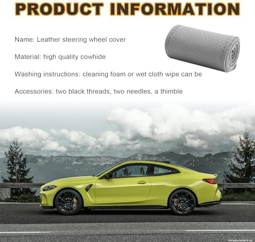 Ziciner Genuine Leather Steering Wheel Cover, Stitch on Wrap, Breathable - Image 3