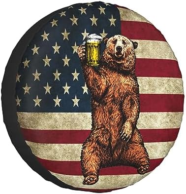 Happy Camper Bear Rv Spare Tire Cover by EFINLUKY