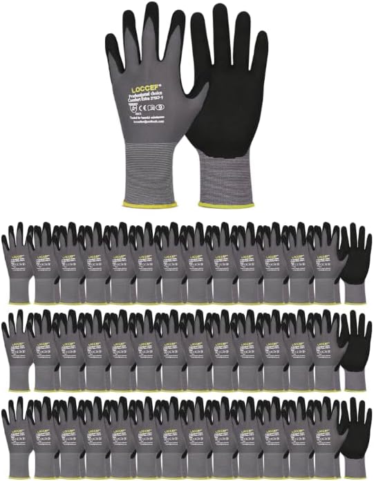 LOCCEF MicroFoam Nitrile Coated Safety Work Gloves by LOCCEF