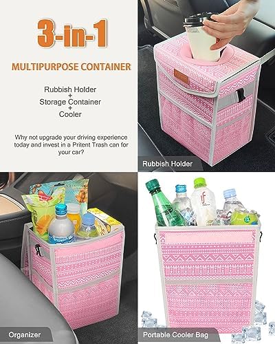 Pritent Car Trash Can with Lid Leakproof Car Garbage Bag Vehicle Trash Bin - Image 5