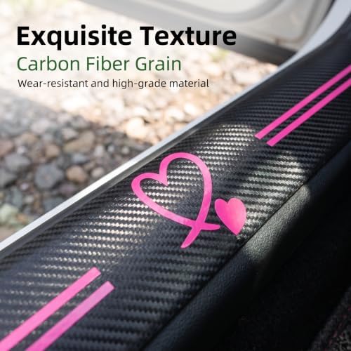 5 PCS Car Door Sill Guard Stickers, Carbon Fiber Heart Pattern Car Door Sill - Image 3