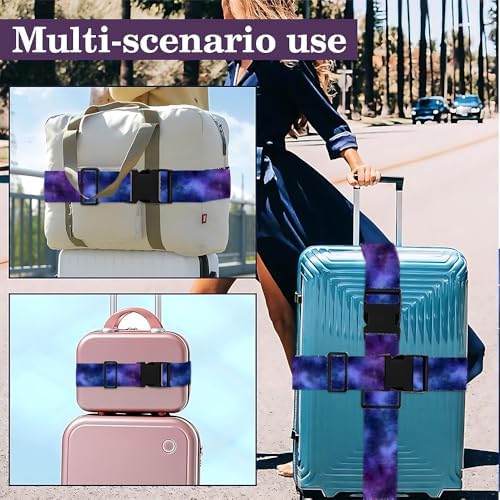 2PC, Galaxy Luggage Strap 1.97 x 70.87 inch Starry Sky Blue and Purple Nebula - Image 6