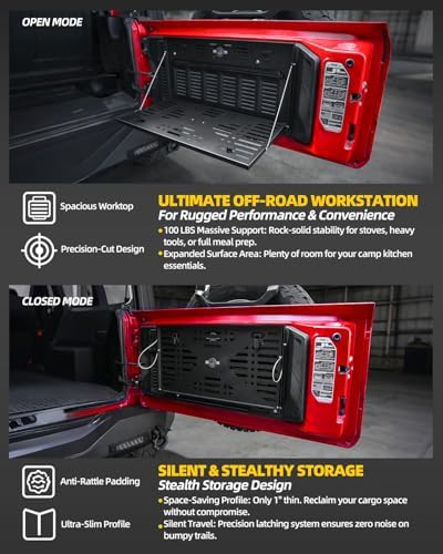 Tailgate Table Fits 2007-2026 Wrangler JK JL JLU, Rattle-Free Foldable Rear - Image 4