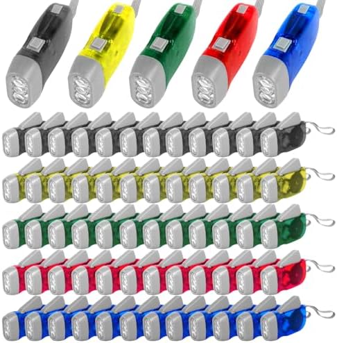 65 Pcs Hand Crank Flashlight No Battery Required Torch 3 LED Powerful Emergency by CONEHOY