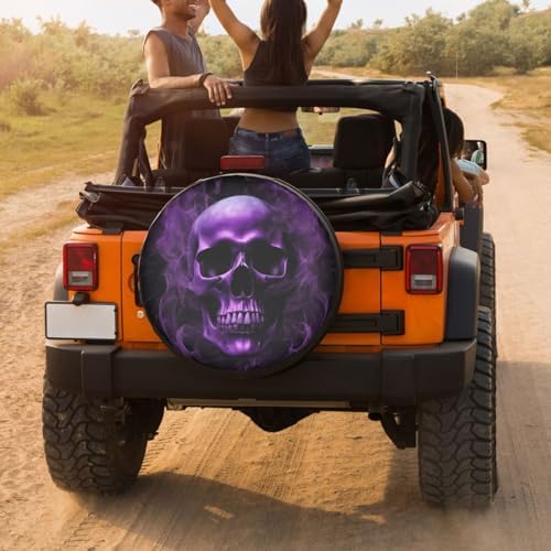 Purple Skull Printed Spare Tire Cover Dust-Proof Wheel Tire Cover Fit Trailer - Image 4