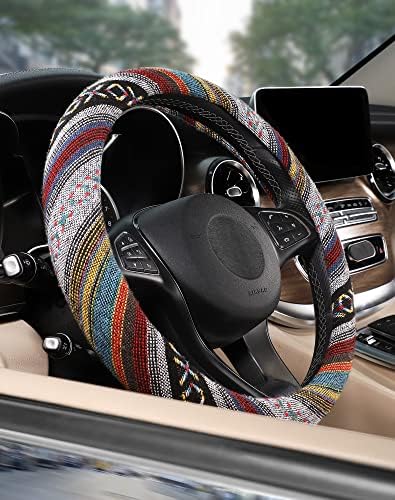 SEG Direct Boho Steering Wheel Cover, Baja Blanket Cloth, Coarse Flax - Image 5
