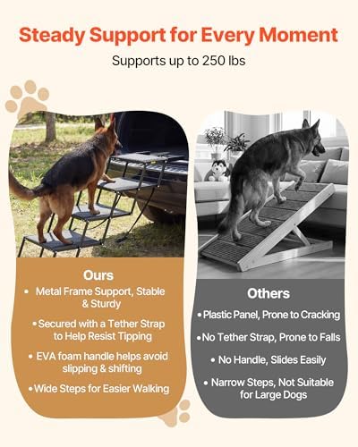 VEVOR Dog Stairs for Car, 4 Steps Extra Wide Foldable Dog Ramp for Large Dogs - Image 3