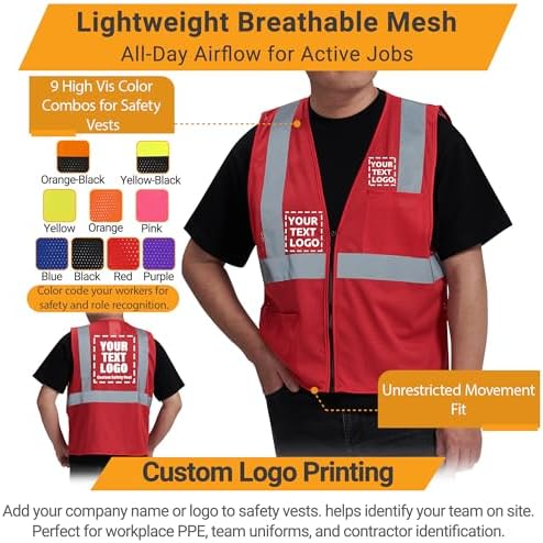 AYKRM 2 Pocket Mesh High Visibility Reflective Safety Vest - Image 3