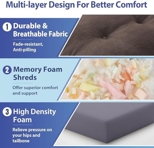 IASEAHK Memory Foam Dining Chair Cushions, 16.5"x16.5"x3.5" - Image 6