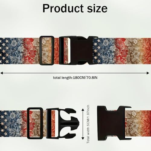 2 Pack Independence Day Luggage Straps 1.97 x 70.87 Inch Vintage Red White Blue - Image 5