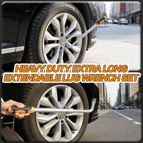 Extendable Lug Wrench Flip Sockets, 4-in-1 Telescoping Tire Tool Set - Image 5