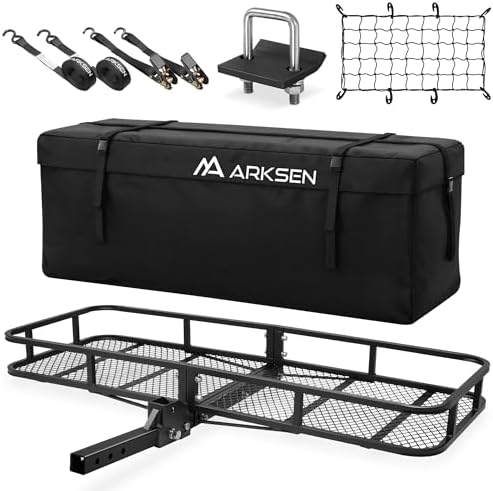 ARKSEN Folding Hitch Cargo Carrier w/Bag, Stabilizer by ARKSEN