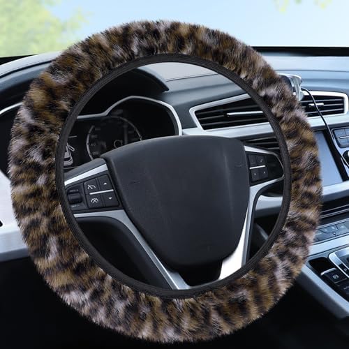 Accmor Fuzzy Steering Wheel Cover, Leopard Fluffy Car Wheel Cover by Accmor