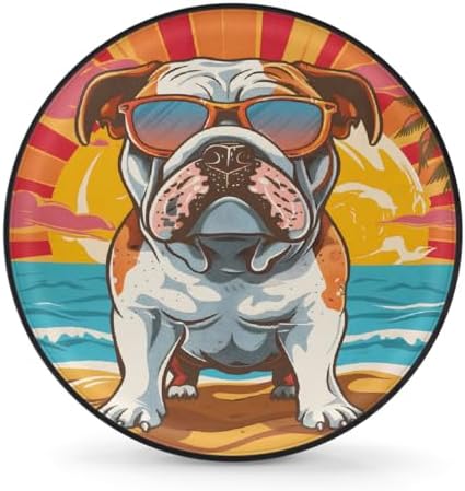 Spare Tire Cover for RV Trailer, Beach Ocean Dogs Puppy Waterproof Sun Leather by cfpolar