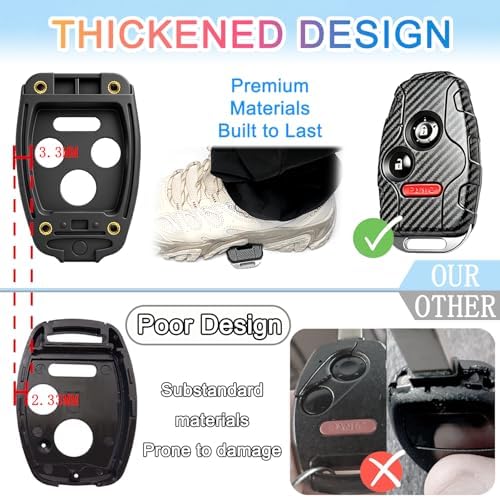 Key Fob Shell for Honda Accord Crosstour, Civic LX, Carbon Fiber - Image 3