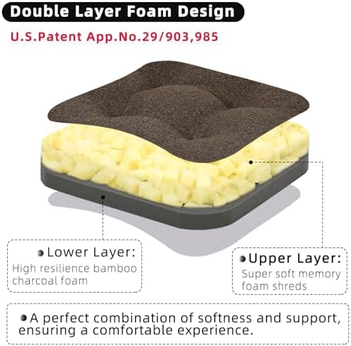 GOFORIT Chair Cushions Set of 2, Tufted Shredded Memory Foam Chair Pads - Image 2