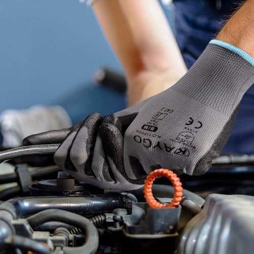 KAYGO Safety Work Gloves for Men Women, PU Coated Palm & Fingers - Image 3