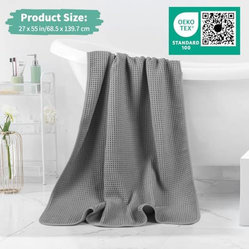 Microfiber Waffle Bath Towels, 4 Pieces, Fast Drying, Lint Free 430 GSM - Image 5